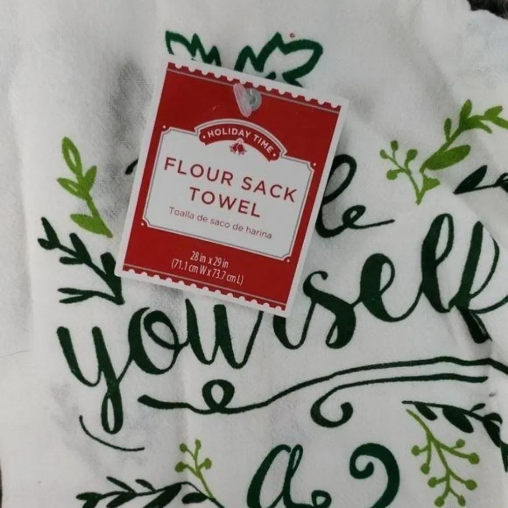 Holiday Time Have Yourself Merry Little Christmas flour tea towel‎ white